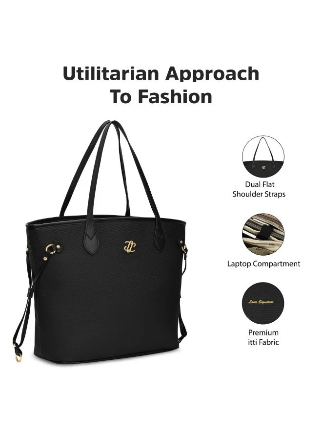 Lavie  Signature Canva Laptop Tote (Black)  | Best Price UAE